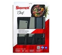 Starrett Professional Stainless Steel Chefs Kitchen Knife Set - 6-Pieces - Black Handle