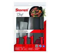 Starrett Professional Stainless Steel Chefs Kitchen Knife Set - 6-Pieces - Red Handle
