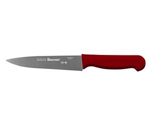 Starrett Professional Stainless Steel Chefs Kitchen Knives - Narrow Triangular Profile - 6-inch (150mm) - Red Handle
