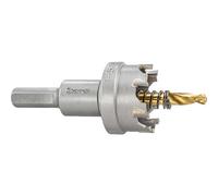 Starrett Tungsten Carbide Tipped Hole Saw - SM30 Sheet Metal Cutter With Arbor & Pilot Drill Bit - For Drilling Stainless Steel Aluminum Alloy - 30 mm