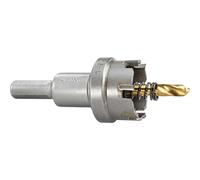 Starrett Tungsten Carbide Tipped Hole Saw - SM31 Sheet Metal Cutter With Arbor & Pilot Drill Bit - For Drilling Stainless Steel Aluminum Alloy - 31 mm