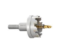 Starrett Tungsten Carbide Tipped Hole Saw - SM45 Sheet Metal Cutter With Arbor & Pilot Drill Bit - For Drilling Stainless Steel Aluminum Alloy - 45 mm