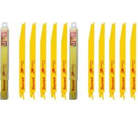 Starrett Wood Cutting Reciprocating Saw Blade - 5 Pieces BT96-5 Bi-Metal 225 mm/9" Inch 6 TPI Unified Shank - Compatible with Bosch Dewalt Makita & Many Others (Pack of 2)