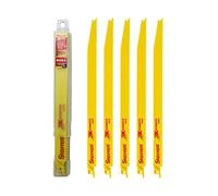 Starrett BT126-5 Bi-Metal Reciprocating Blade, Wood Tapered 300mm 6 TPI (Pack 5)