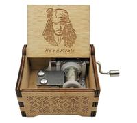 STARRUM Vintage of the Wooden Caribbean Music Box Hands Crank Laser Design Musical Box for Men Women Birthday Christmas gifts (He's a Pirate)