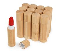 Starry 12Pcs Bamboo Empty Lipstick Tubes, 5g Refillable DIY Lip Balm Tube Containers with Clear PP Plastic Inner, Cosmetic Lipstick Lip Gloss Deodorant Case Holder for DIY Women Girls Makeup