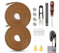 Starry 23 Pcs Treadle Sewing Machine Belt Kit, Brown Leather, 72 Inch 3/16" with Hooks, Universal for Singer/Jones Sewing Machine