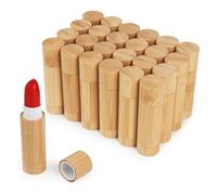 Starry 24Pcs Bamboo Lip Balm Containers, 5g Refillable Empty Lipstick Tubes with Clear PP Plastic Inner Cosmetic Samples Lip Gloss Chapstick Deodorant for Women Girls DIY