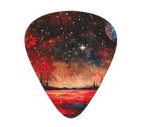 Starry Aky Red Landscape - Guitar Picks-12 Pack Includes Thin, Medium & Heavy Gauges, Best Gift for Guitar Lovers