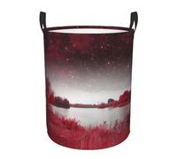 Starry Aky Red Landscape Print Large Collapsible Laundry Baskets With Handles Laundry Hamper Clothes Storage Basket