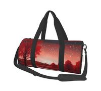 Starry Aky Red Landscape Printed Round Travel Duffel Bag Large Overnight Weekend Bags for Hiking, Vacations, Gym, Sports