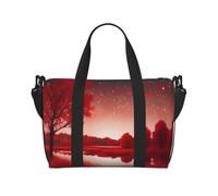 Starry Aky Red Landscape Printed Travel Duffel Bag for Women Men - Weekend Overnight Bags with Adjustable Shoulder Strap and Handle