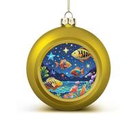 Starry and Fish Christmas Ball Ornaments - Shatterproof Plastic Vintage Rustic Xmas Tree Decorations Pendant for Family Holiday Wedding Party Xmas Hanging Decoration