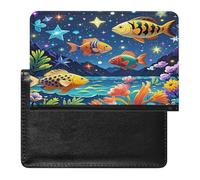 Starry And Fish Passport Holder with Card Slots Portable Passport Cover Compact Waterproof Passports Protector