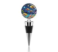 Starry And Fish Wine Stoppers Reusable Wine Bottle Stopper Decorative Champagne Stoppers Silicone Beverage Bottle Sealer Keep Fresh, Leakproof Wines Saver for Bar Party Decor
