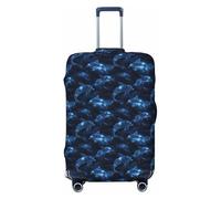 Starry Blue Dolphins Print Travel Luggage Covers, Washable Suitcase Covers Protector for Luggage 18-32 Inch High Elasticity, Black, Small