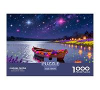 Starry Boat on The Lake Wooden Jigsaw Puzzle Waterproof 1000 Piece Puzzles for Adults Gifts Impossible Educational Games