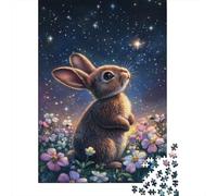 Starry Bunny Dreams 1000-Piece Puzzle for Adults, 38x26cm/1000pcs; Made for Unhurried Hands-on Leisure; White Cardboard for Simple Sorting