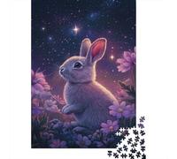 Starry Bunny Dreams Jigsaw Puzzle for Adults, 1000 Pieces, 70x50cm/1000pcs, Smooth White Cardboard Pieces; Screen-free Family Time at Home