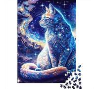 Starry Cat Jigsaw Puzzle 1000 Piece Jigsaw Puzzle Paper for Adults Space Fantasy Puzzle Game Relaxation Gift 70x50cm/1000pcs