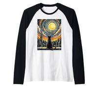 Starry Cat Night Van Moon Gogh Art Design Raglan Baseball Tee