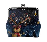 Starry Christmas Printed Coin Purse Pouch-Mini Coin Wallet,Change Purse,Leather Coin Pouch Holder For Woman Girls, Black, One Size, Modern,european Style, Retro