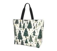 Starry Christmas Tote Bag Women's Shoulder Handbags Forest Tree Shopping Bags Water-Resistant Large Handbag with Inner Pocket for Work Travel School