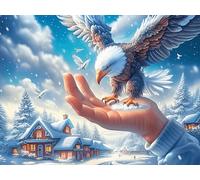 Starry Cloud Bald Eagle 500 Pc DIY Jigsaw Puzzle Luminous Enchanted Beasts Puzzles for Adults Teens Hard Challenging Team Building Stress Reducing Autumn High-grade Rigid Cardboard 500 PCS/52×38cm