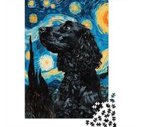 Starry Cocker Spaniel 1000-Piece Jigsaw Puzzle for Adults, 38x26cm/1000pcs, White Cardboard for Simple Sorting; Relaxed Solo Time at Home