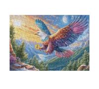 Starry Colorful Bald Eagle 300 Piece Jigsaw Puzzle for Adults Animal Pet Wildlife Jigsaw Weekend Get Together Activity Whimsical Design for Friends Stress Buster 300 PCS