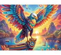 Starry Colorful Bald Eagle 300 Piece Premium Jigsaw Puzzle Magical Cosmic Creatures Adult Jigsaws Educational Game Hobby Home Decor Winter Gift Durable Wooden Cardboard 300 PCS/40x28cm