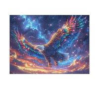 Starry Colorful Bald Eagle 500 Piece Jigsaw Puzzle for Adults Splendid Celestial Critters Jigsaw Post Work Relaxation Tool Challenging Fun for Friends Family Home Decor 500 PCS