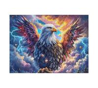 Starry Colorful Bald Eagle 500 Piece Jigsaw Puzzle for Adults Teens Magical Cosmic Creatures Entryway Decor Welcome Art Colourful Design Great Gift for Newlyweds 500 PCS
