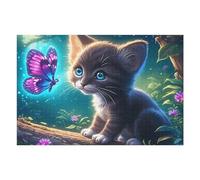 Starry Colorful Black Cat 1000 Pieces Jigsaw Puzzles Fantastic Beasts For Men Educational Decompression Adults Anxiety Memory Care Mothers Valentines Gift Eco Friendly Material 1000 PCS