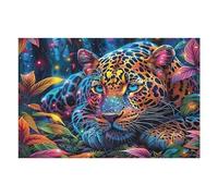 Starry Colorful Leopard 1000 Piece Jigsaw Puzzle for Adults Luminous Enchanted Beasts Jigsaw Creative Gift for Loved Ones Family Activity Challenging Design Stress Relief Pastime 1000 PCS