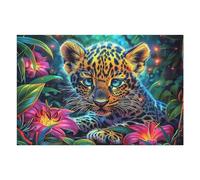 Starry Colorful Leopard 1000 Piece Jigsaw Puzzle for Adults Splendid Celestial Critters Jigsaw Bedroom Decor Accent Whimsical Brainteaser Great Relaxation Activity 1000 PCS