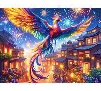 Starry Colorful Phoenix 500 Piece Premium Jigsaw Puzzle Magical Cosmic Creatures Adult Jigsaws Educational Game Hobby Home Decor Winter Gift Durable Wooden Cardboard 500 PCS/52×38cm