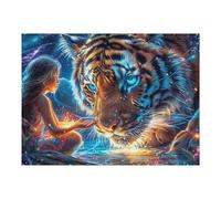 Starry Colorful Tiger 500 Piece Jigsaw Puzzle for Adults Teens Craft Room Decor Creative Project Whimsical Artwork for Crafters 500 PCS
