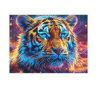 Starry Colorful Tiger 500 Piece Jigsaw Puzzle for All Ages Magical Cosmic Creatures Idea Spooky Fun High Resolution Print Home Decor Stress Relief 500 PCS