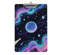 Starry Cosmos Clipboard 8.5×12.5 Inch Acrylic Clip Board with Metal Clip A4 Letter Size Decorative Clipboard Cute Hanging Clipboards for Office, Teacher, Nurse, Doctor,