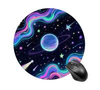 Starry Cosmos Mouse Pad Round Laptop Mouse Mat Cute Computer Mousepad Keyboard Pad Non-Slip Desk Pads for Gaming Office Work Home