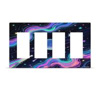 Starry Cosmos Outlet Cover,4-Gang Wall Plate Hidden Screw Face Plate,Thermoplastic Faceplate Cover Decorator Receptacle Outlet Light Switch Cover Size 8.3"x 4.7"for House