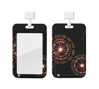 Starry Dandelion Id Badge Holder with Lanyard-Vertical Card Protector Clear Abs Hard Shell, Retractable Reel for Work Office