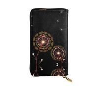 Starry Dandelion Long leather wallet, portable credit card holder, zippered coin purse, and ID compartment