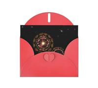 Starry Dandelion patterns Red Pearlescent Paper Holiday Cards 6x4 Inches - With Envelopes for Birthdays, Weddings, and Condolences
