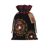 Starry Dandelion Print Christmas Drawstring Bags Snack Wrap, Reusable Holiday Treat Sacks for Presents M