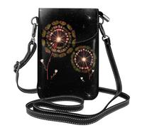 Starry Dandelion Small Cell Phone Purse, Floral Print Crossbody Bag, Pu Leather Mini Wallet With Shoulder Strap, Secure Magnetic Closure.