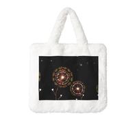 Starry Dandelion Soft Faux Rabbit Fur Tote Bag for Women Daily Outings, Shopping, and Commuting