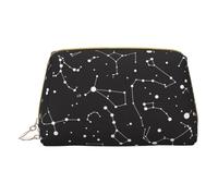 Starry Divination Constellation Leather Hand-Held Zipper Makeup Bag Storage Bag for Miscellaneous Items Pen Case