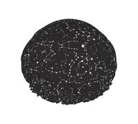 Starry Divination Constellation Shower Cap - Full Print Design, Water-Resistant Polyester Fabric, Bathing Essential